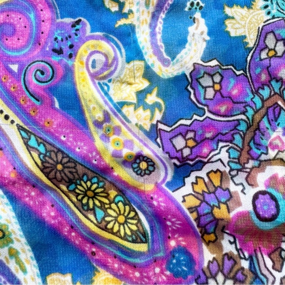 Lavello Convertible Fringed Vest Scarf Sheer Chiffon Paisley Boho Colorful OS - Picture 9 of 10
